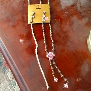 Vintage Monet 2 necklaces and 1 pair earrings! Priced to sell!
